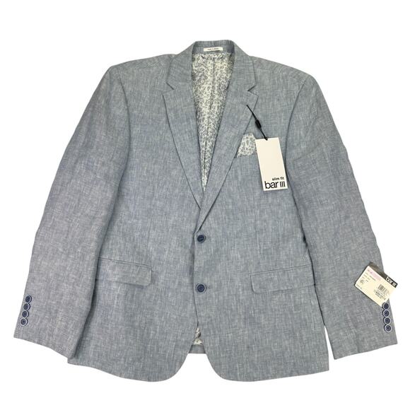 Bar III Mens Slim Fit 100% Linen Solid Suit Jacket Blue 42S - Picture 1 of 5